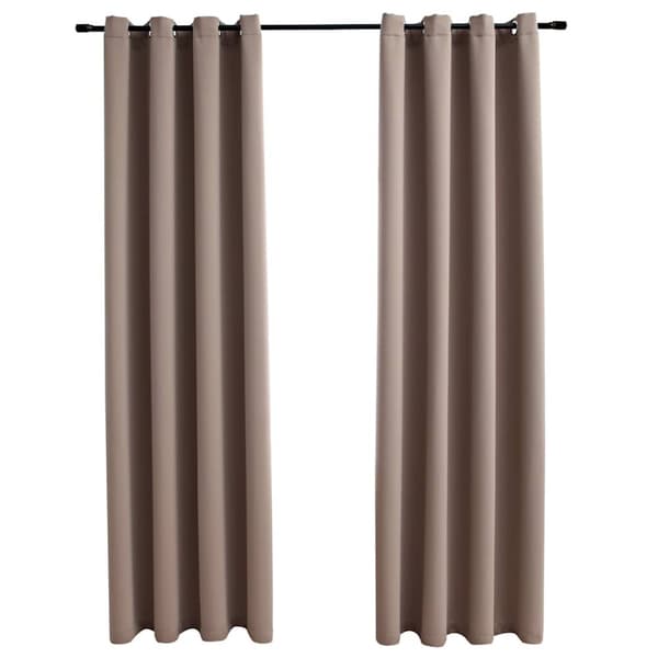 Mörkläggningsgardiner med metallringar 2 st taupe 140x245 cm