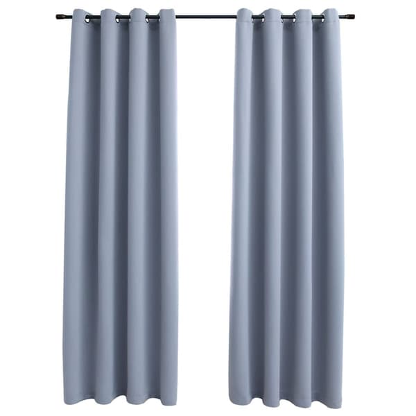 Mörkläggningsgardiner med metallringar 2 st grå 140x245 cm