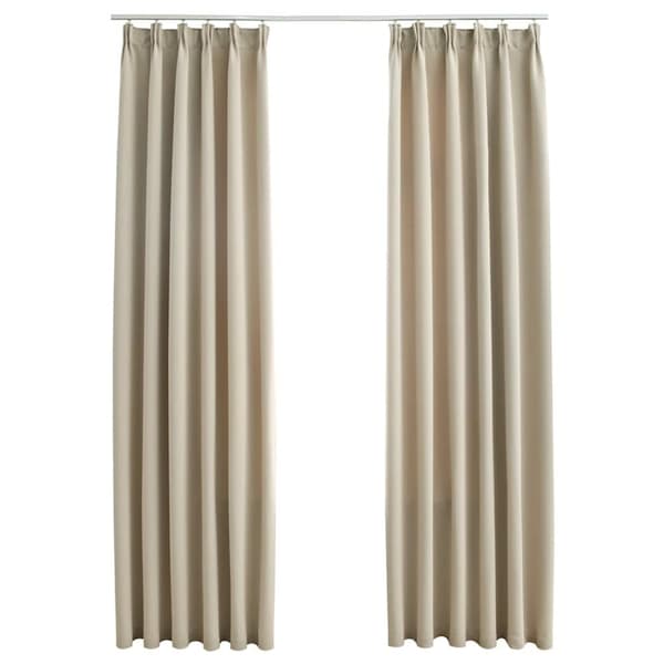Mörkläggningsgardiner med krokar 2 st beige 140x175 cm