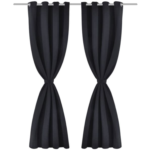 2-pack svarta mörkläggningsgardiner med metallringar 135 x 245 cm