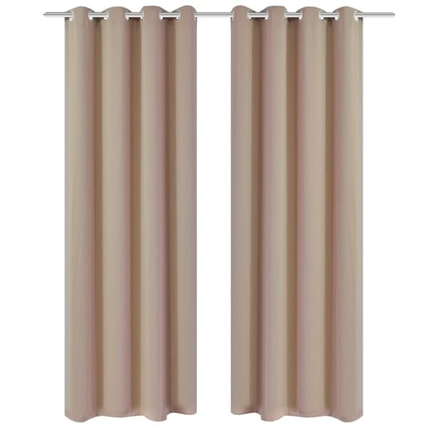 2-pack gräddvita mörkläggningsgardiner med metallringar 135 x 245 cm
