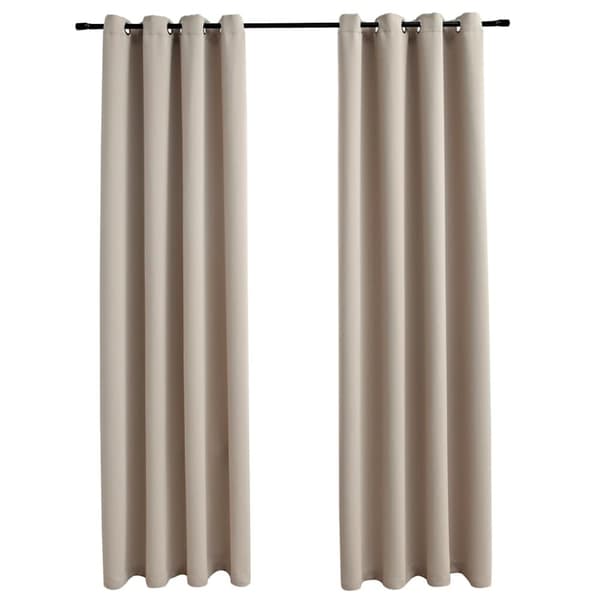 Mörkläggningsgardiner med metallringar 2 st beige 140x225 cm