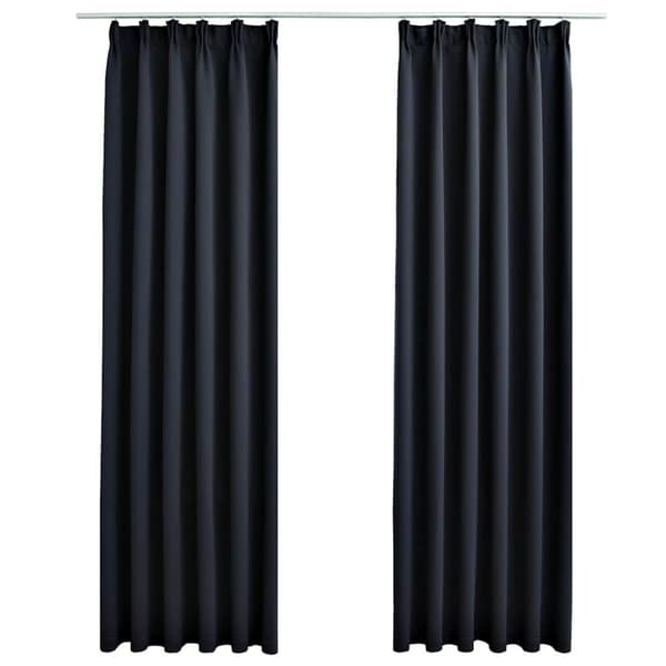 Mörkläggningsgardiner med krokar 2 st antracit 140x245 cm