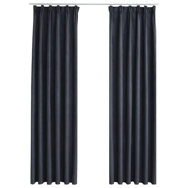 Mörkläggningsgardiner med krokar 2 st antracit 140x245 cm