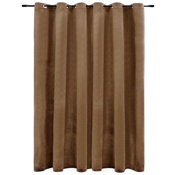 Mörkläggningsgardin med metallringar sammet beige 290x245 cm