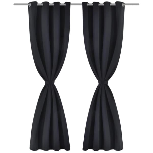 Mörkläggningsgardiner 2 st med öljetter 135x175 cm svart