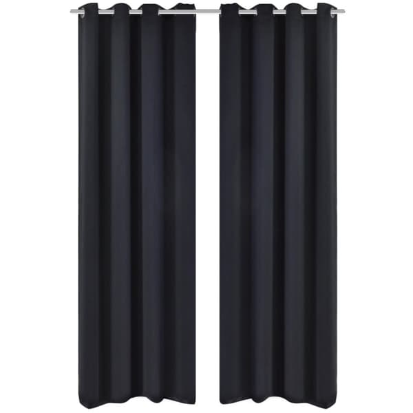 Mörkläggningsgardiner 2 st med öljetter 135x175 cm svart