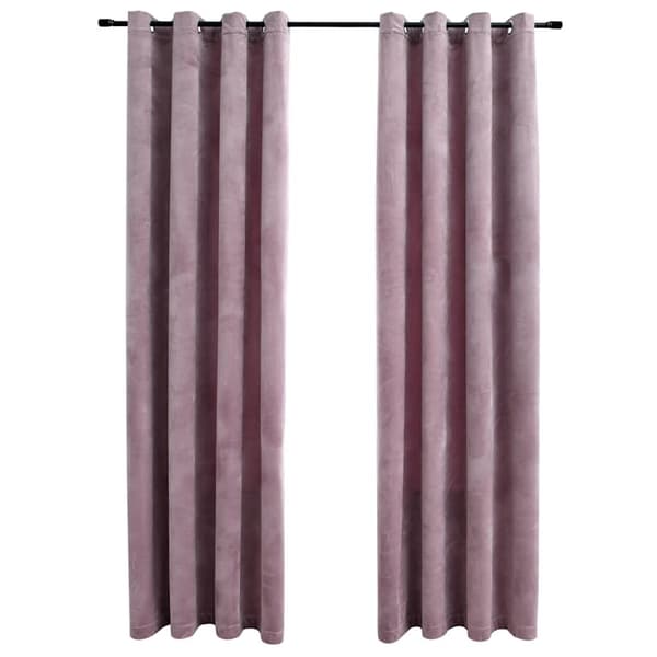 Mörkläggningsgardiner med ringar 2 st rosa sammet 140x225 cm