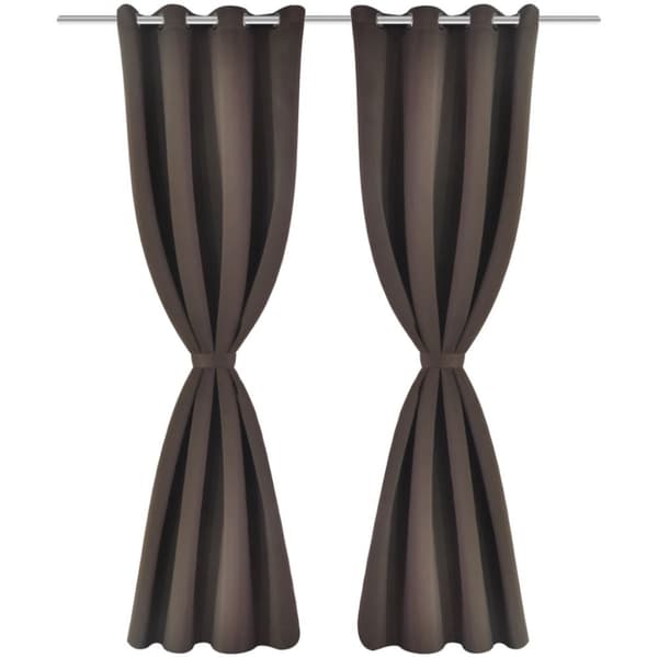 Mörkläggningsgardiner 2 st med öljetter 135x175 cm brun
