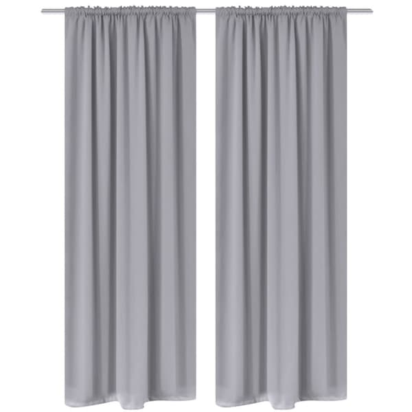 Mörkläggningsgardiner med kanaler 2 st 135 x 245 cm grå