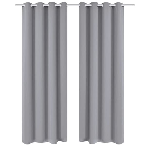 Mörkläggningsgardiner 2 st med öljetter 135x175 cm grå