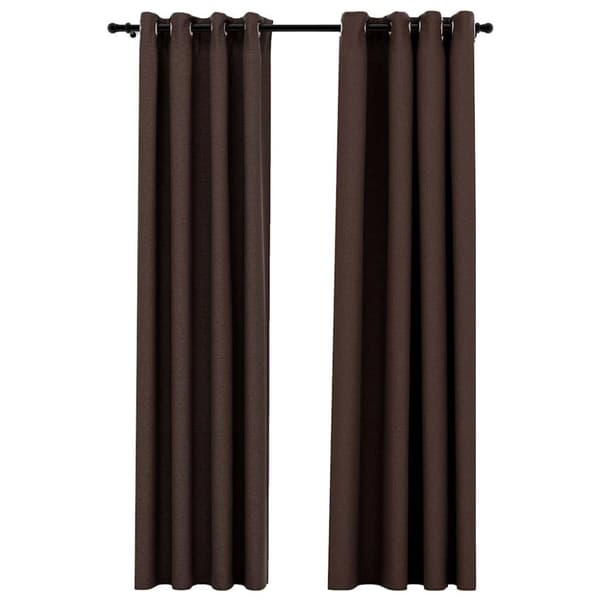 Mörkläggningsgardin med öljetter linnelook 2 st taupe 140x225cm