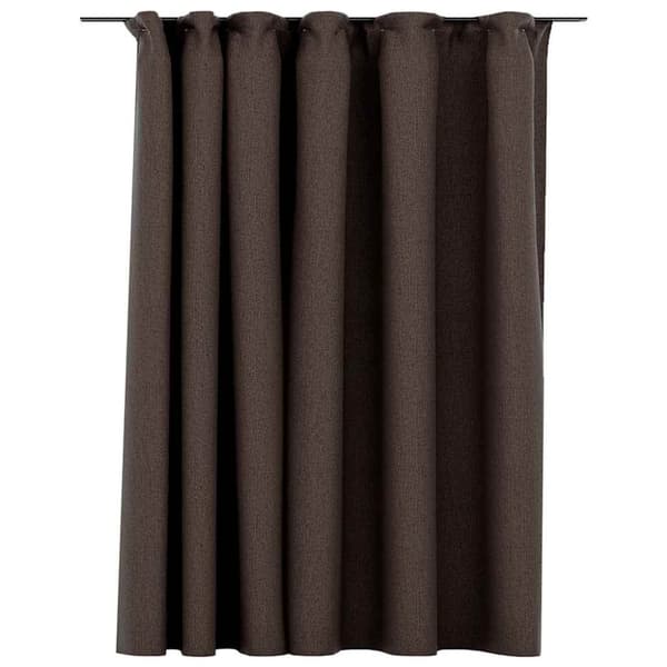 Mörkläggningsgardin med krokar linnelook taupe 290x245 cm
