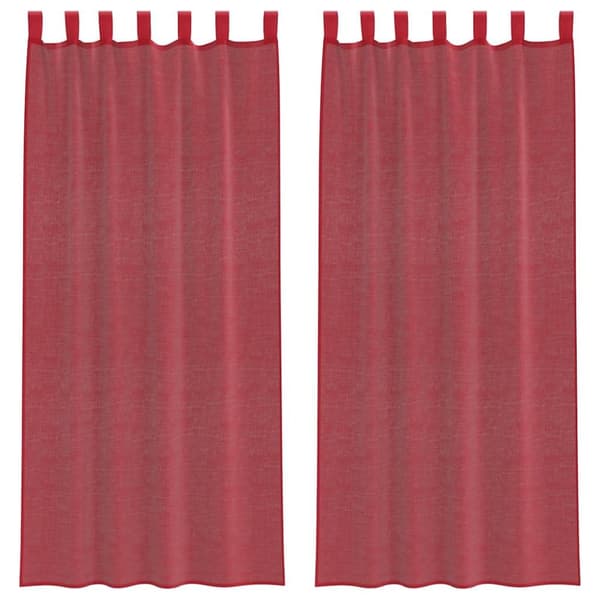 Voile gardiner med stångfickor 2 st vinröd
