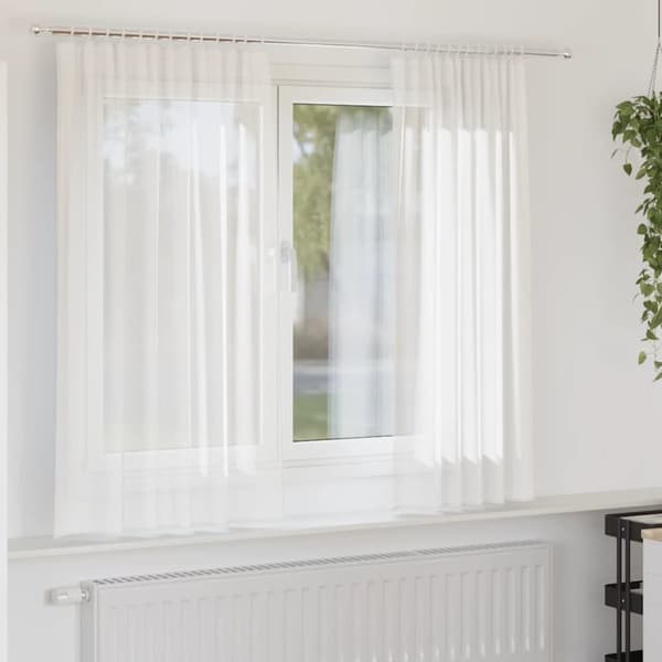 Voile gardiner med stångfickor 2 st vit