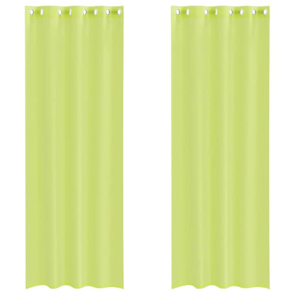 Voile gardiner med genomföringar 2 st äppelgrön 140x260 cm