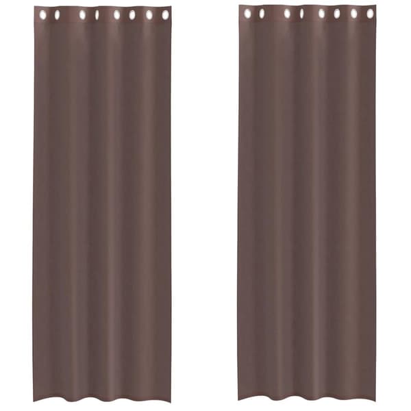Voile gardiner med genomföringar 2 st brun 140x260 cm