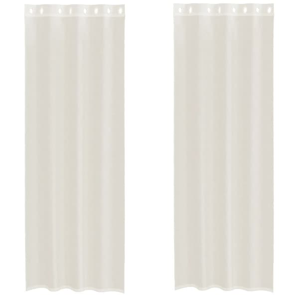 Voile gardiner med genomföringar 2 st gräddvit 140x300 cm