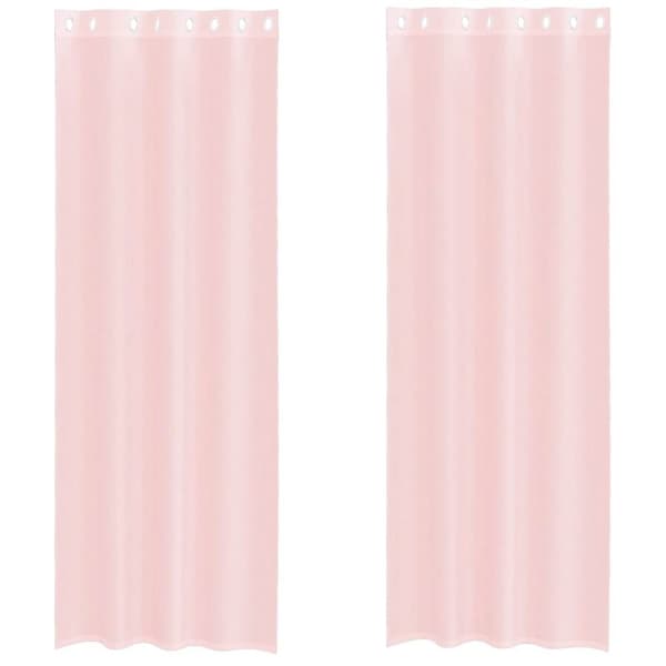 Voile gardiner med genomföringar 2 st ljusrosa 140x300 cm