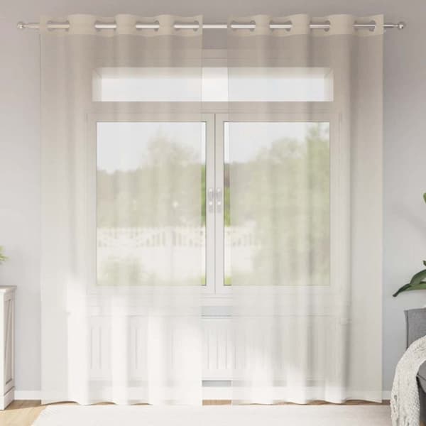 Voile gardiner med genomföringar 2 st gräddvita 140x245 cm