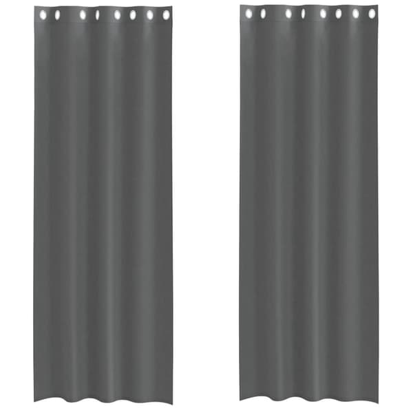 Voile gardiner med genomföringar 2 st mörkgrå 140x260 cm