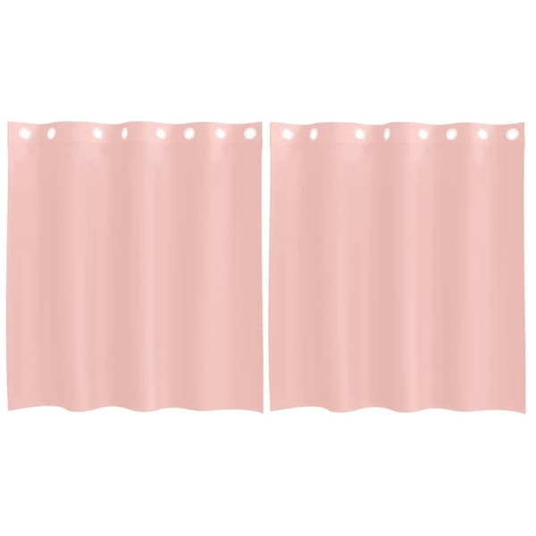 Voile gardiner med genomföringar 2 st rosa 140x140 cm