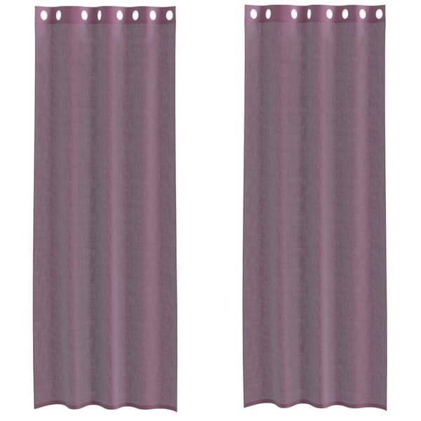 Voile gardiner med genomföringar 2 st lila 140x300 cm