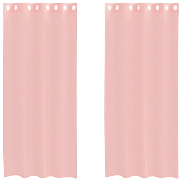 Voile gardiner med genomföringar 2 st rosa 140x225 cm
