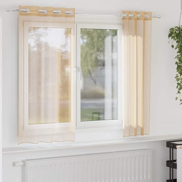 Voile gardiner med genomföringar 2 st sand