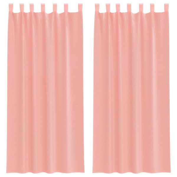 Voile gardiner med öglor 2 st rosa 140x245 cm