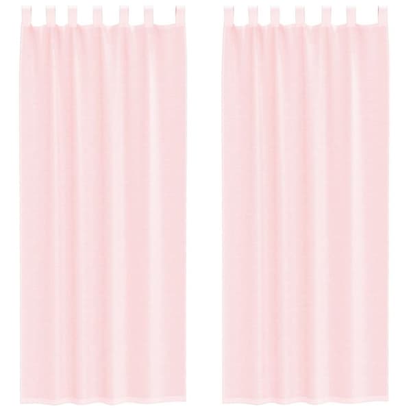 Voile gardiner med öglor 2 st ljusrosa 140x260 cm