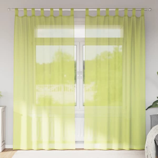 Voile gardiner med fliktopp 2 st äppelgrön