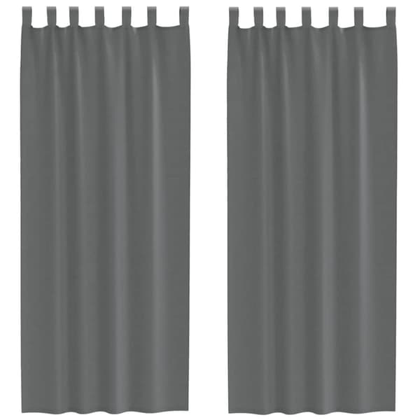 Voile gardiner med öglor 2 st mörkgrå 140x260 cm