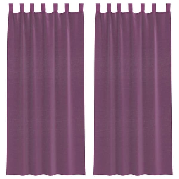 Voile gardiner med öglor 2 st lila 140x245 cm
