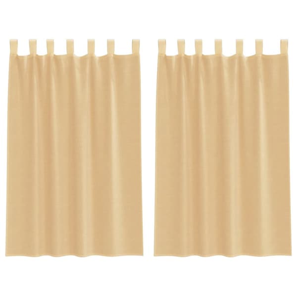Voile gardiner med öglor 2 st sand 140x175 cm