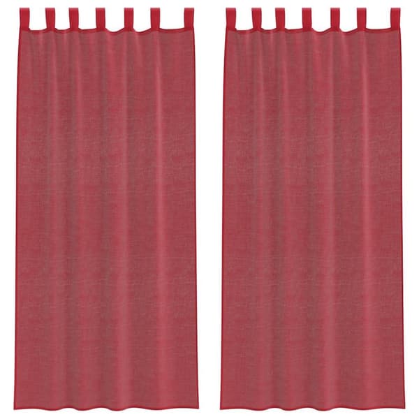 Voile gardiner med öglor 2 st vinröd 140x245 cm