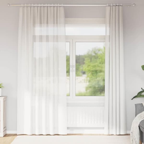 Voile gardiner med stångfickor 2 st vit