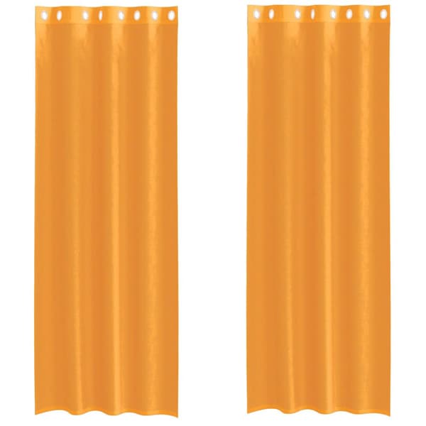 Voile gardiner med genomföringar 2 st orange 140x260 cm