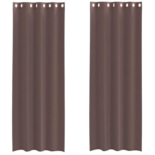 Voile gardiner med genomföringar 2 st brun 140x300 cm