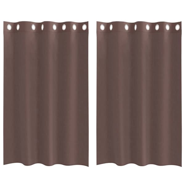 Voile gardiner med genomföringar 2 st brun 140x175 cm