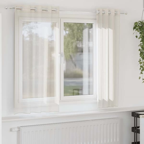 Voile gardiner med genomföringar 2 st gräddvita 140x175 cm
