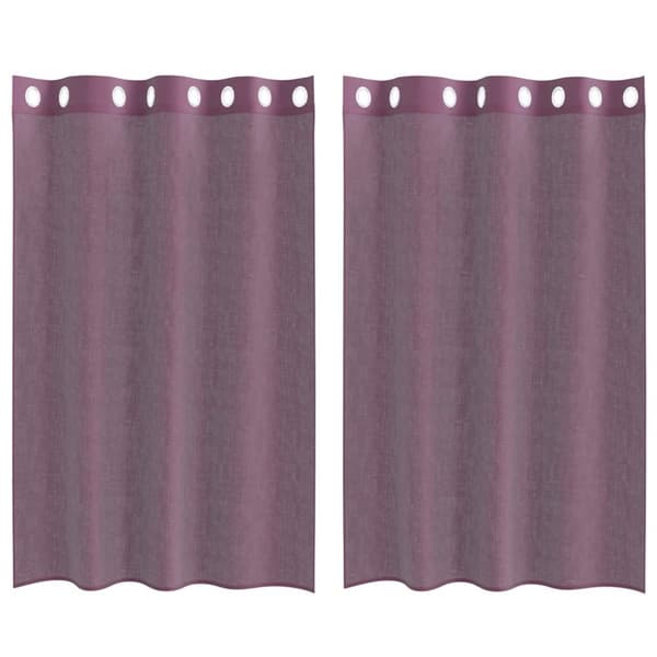 Voile gardiner med genomföringar 2 st lila 140x175 cm