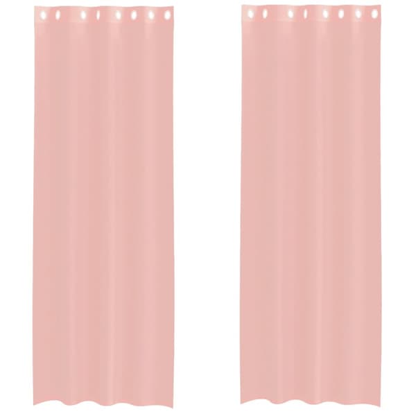 Voile gardiner med genomföringar 2 st rosa 140x300 cm