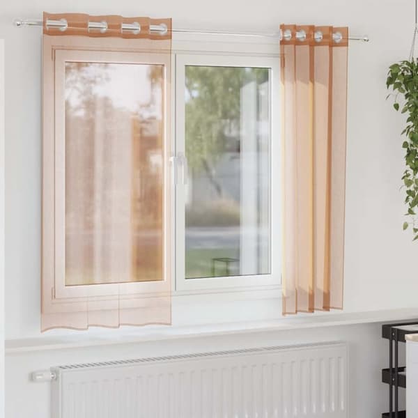 Voile gardiner med genomföringar 2 st terrakotta