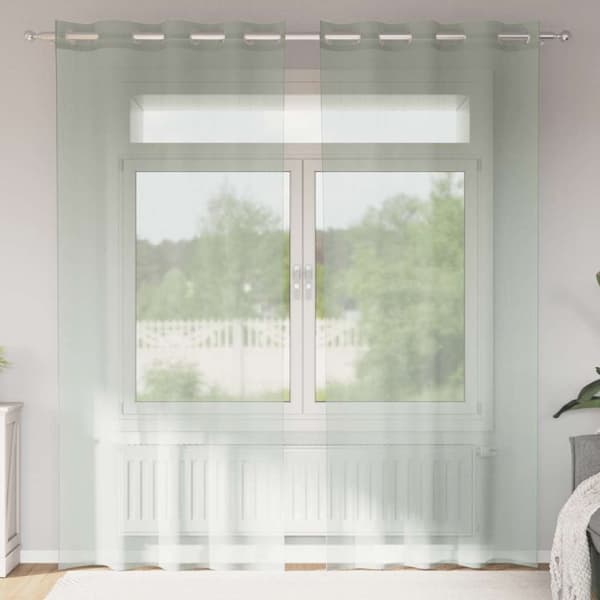 Voile gardiner med genomföringar 2 st ljusgrå 140x225 cm
