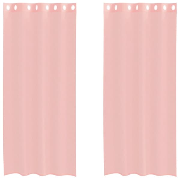 Voile gardiner med genomföringar 2 st rosa 140x245 cm