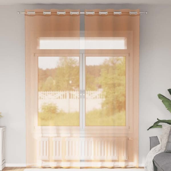 Voile gardiner med genomföringar 2 st terrakotta
