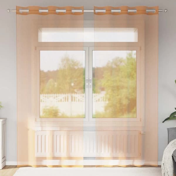 Voile gardiner med genomföringar 2 st terrakotta