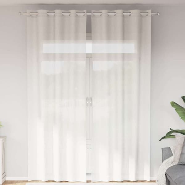 Voile gardiner med genomföringar 2 st vit