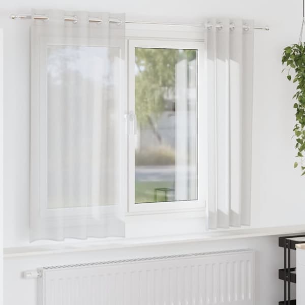 Voile gardiner med genomföringar 2 st vit